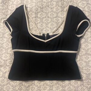 Maeve by Anthropologie Black/White Zip Up Top